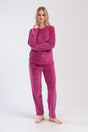 Woman Violet Velvet Big Size Pocket Detail Pyjama Set