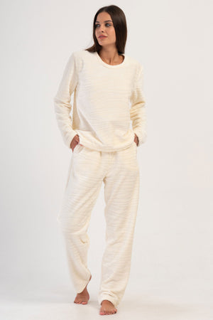 KADIN J.ULTRASOFT O YAKA UZUN KOL CEPLI PIJAMA TAKIM