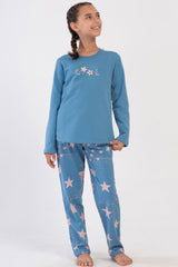 KIZ COCUK 2IPLIK O YAKA UZUN KOL ETEGI OVAL PIJAMA TAKIM(9-10/15-16)
