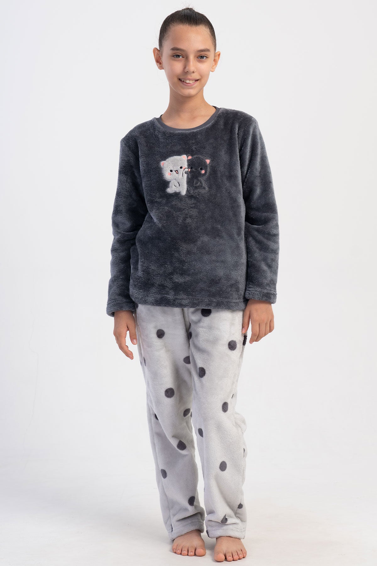 KIZ COCUK SOFT O YAKA UZUN KOL ETEGI OVAL CEPLI PIJAMA TAKIM(7-8/15-16) 403154