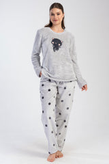 KADIN SOFT XXL O YAKA UZUN KOL ETEGI OVAL CEPLI PIJAMA TAKIM