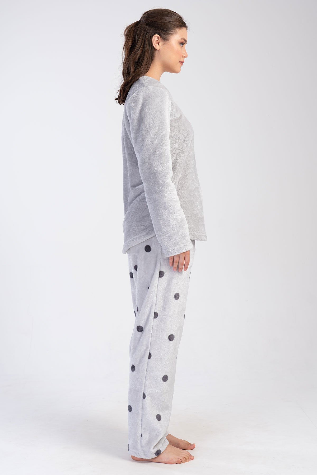 KADIN SOFT XXL O YAKA UZUN KOL ETEGI OVAL CEPLI PIJAMA TAKIM
