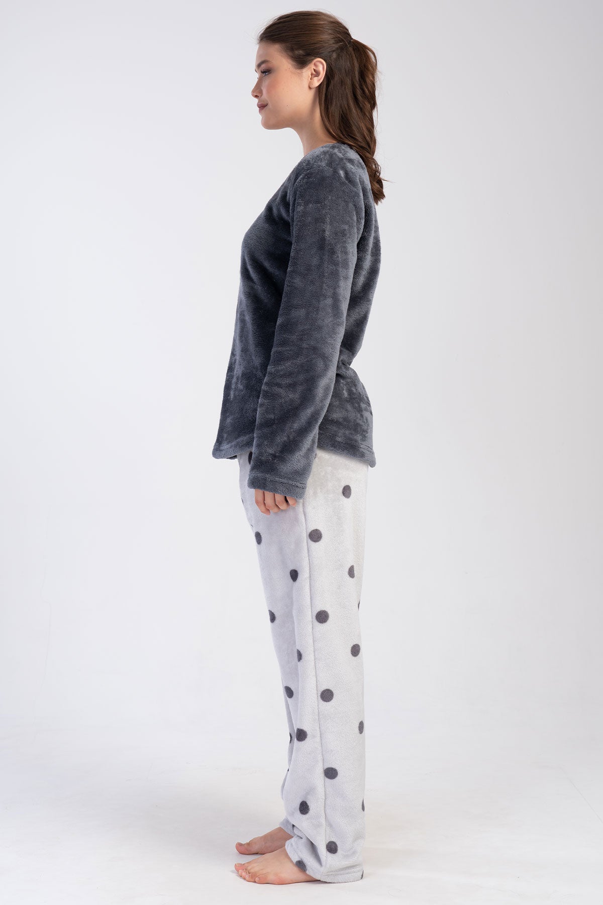 KADIN SOFT XXL O YAKA UZUN KOL ETEGI OVAL CEPLI PIJAMA TAKIM