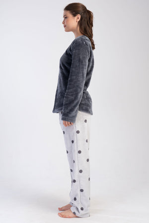 KADIN SOFT XXL O YAKA UZUN KOL ETEGI OVAL CEPLI PIJAMA TAKIM