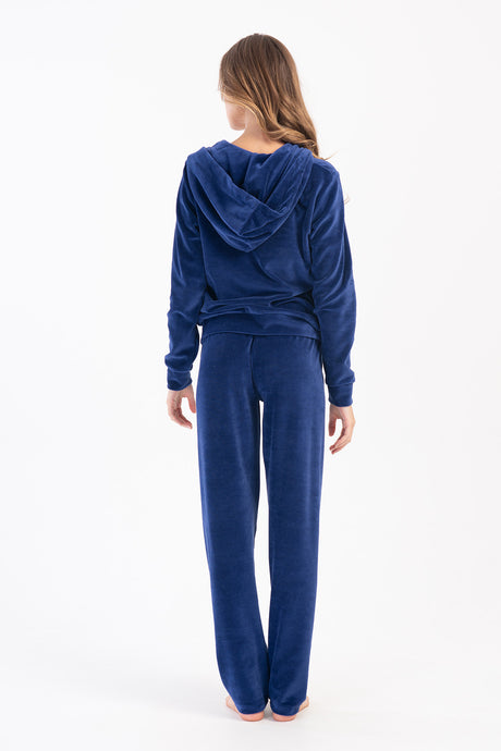 Woman Velvet Zipper & Pocket Detail Tracksuit