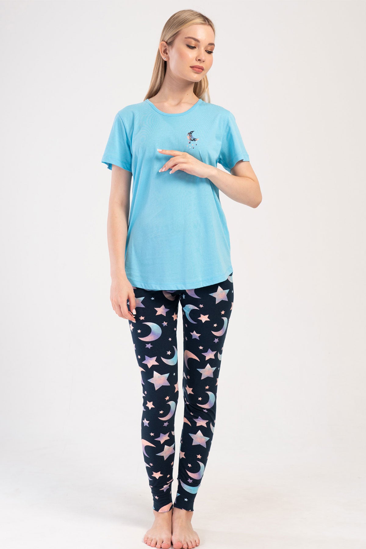 KADIN LYC SUPREM O YAKA KISA KOL ETEGI OVAL MANSETLI TAYT PIJAMA TAKIM