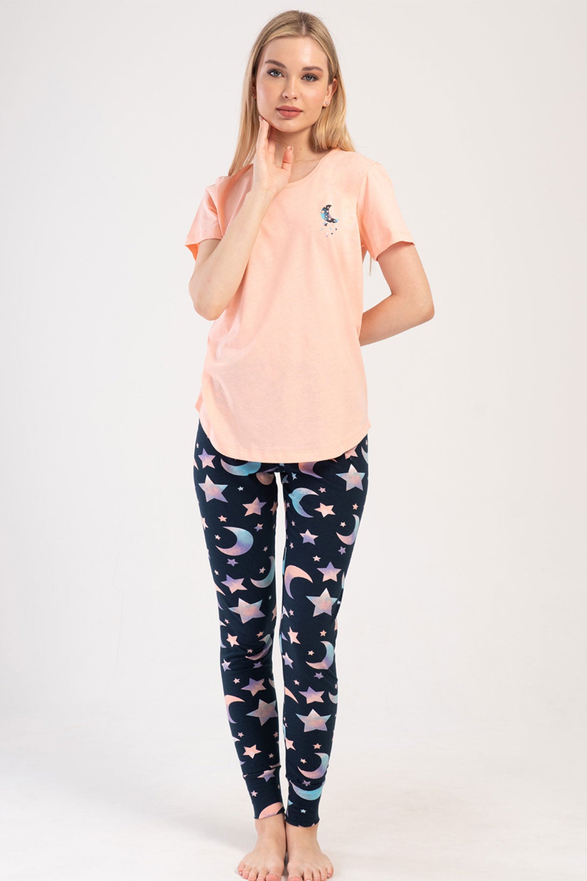 KADIN LYC SUPREM O YAKA KISA KOL ETEGI OVAL MANSETLI TAYT PIJAMA TAKIM 403276