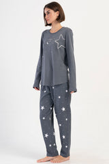 KADIN INTERLOK XXL O YAKA UZUN KOL ETEGI OVAL PIJAMA TAKIM