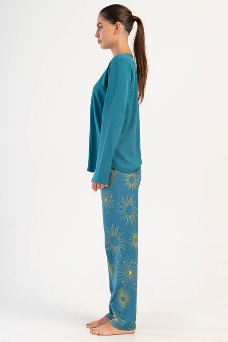 KADIN INTERLOK XXL O YAKA UZUN KOL ETEGI OVAL PIJAMA TAKIM