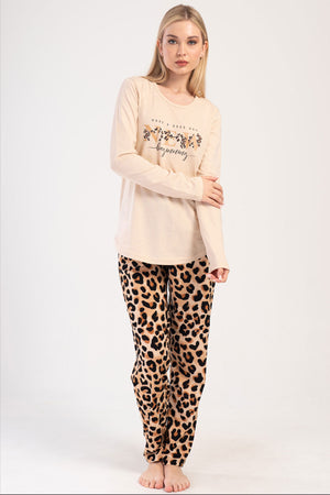 KADIN P.SUPREM O YAKA UZUN KOL ETEGI OVAL PIJAMA TAKIM