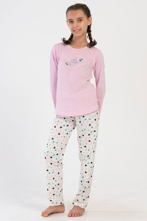 KIZ COCUK P.SUPREM O YAKA UZUN KOL ETEGI OVAL PIJAMA TAKIM(9-10/15-16)