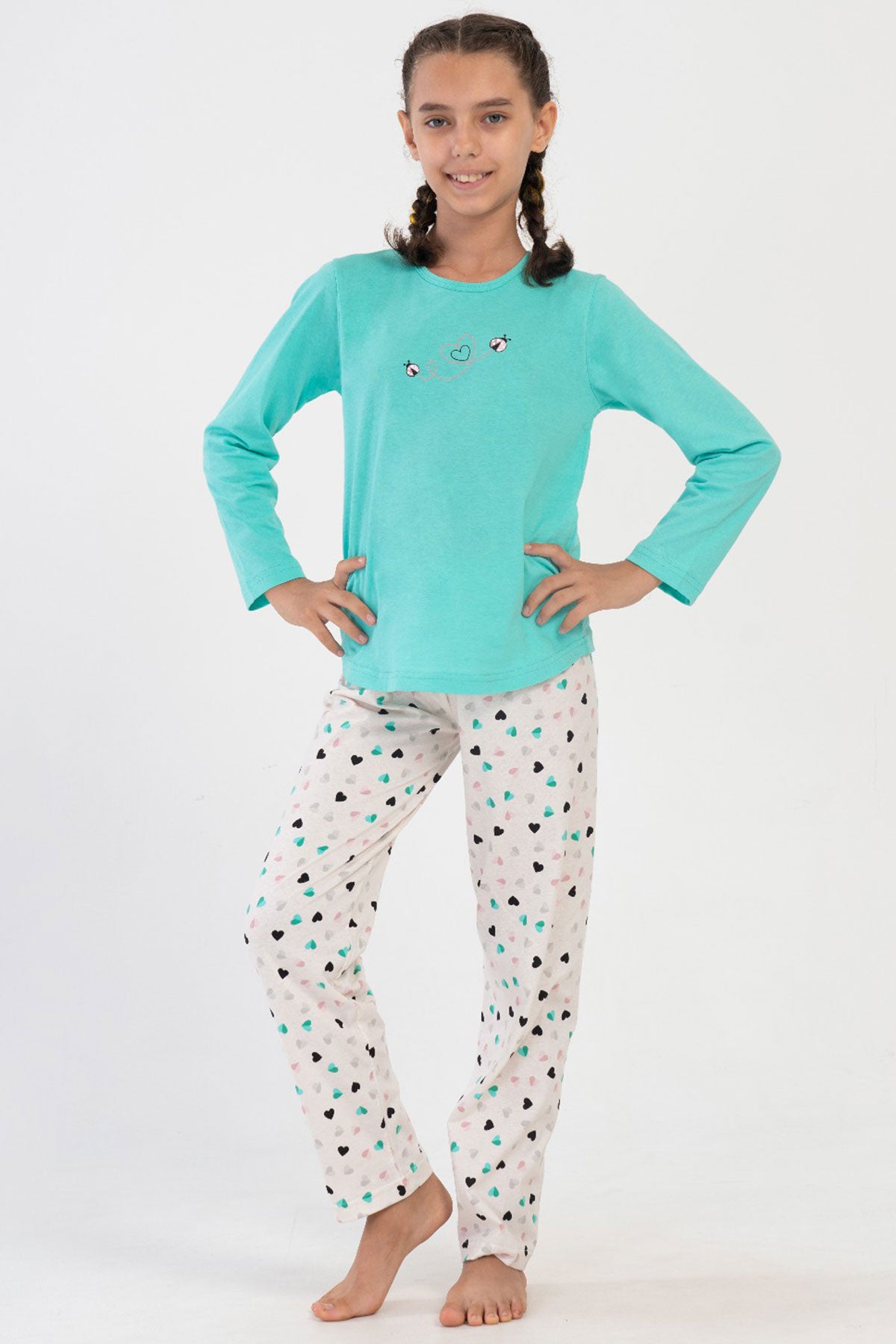 KIZ COCUK P.SUPREM O YAKA UZUN KOL ETEGI OVAL PIJAMA TAKIM(9-10/15-16) 405070