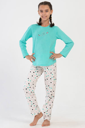 KIZ COCUK P.SUPREM O YAKA UZUN KOL ETEGI OVAL PIJAMA TAKIM(9-10/15-16) 405070
