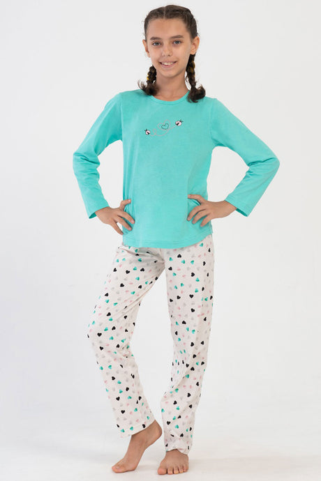 KIZ COCUK P.SUPREM O YAKA UZUN KOL ETEGI OVAL PIJAMA TAKIM(9-10/15-16) 405070