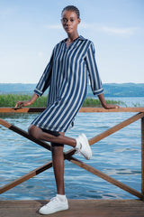 Woman Feda Cotton Viscon Linen Shirt Dress