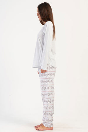KADIN P.SUPREM O YAKA UZUN KOL ETEGI OVAL PIJAMA TAKIM