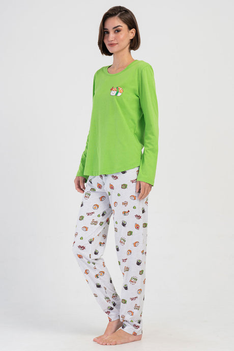 KADIN P.SUPREM O YAKA UZUN KOL ETEGI OVAL PIJAMA TAKIM