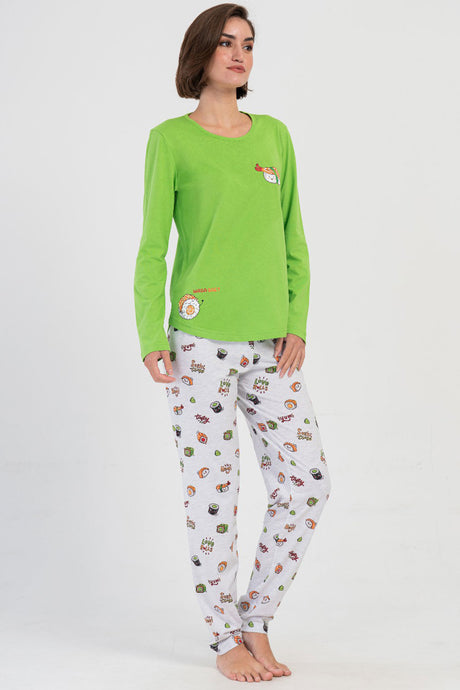 KADIN P.SUPREM O YAKA UZUN KOL ETEGI OVAL PIJAMA TAKIM