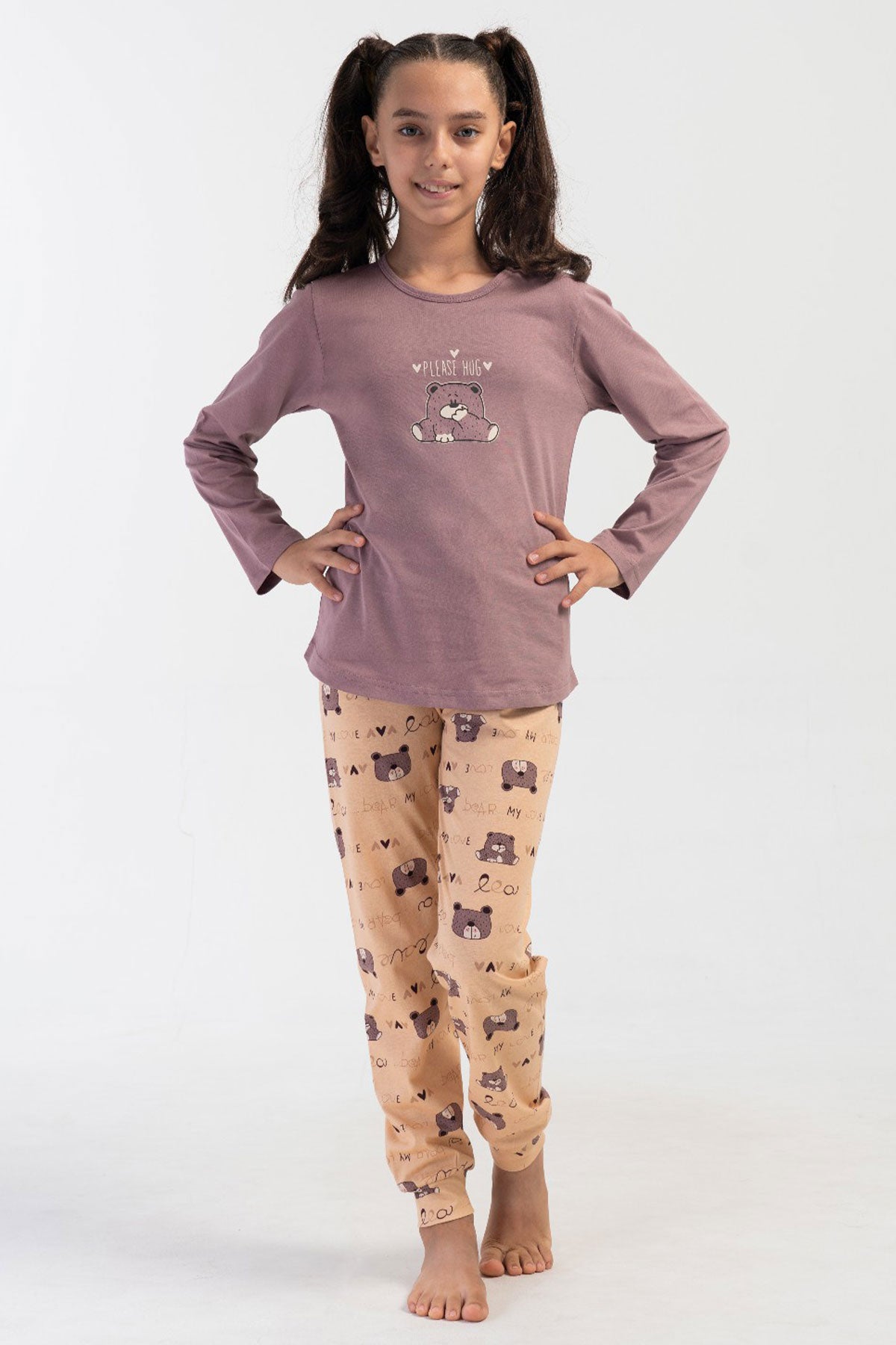 KIZ COCUK P.SUPREM O YAKA UZUN KOL ETEGI OVAL MANSETLI PIJAMA TAKIM(9-10/15-16)