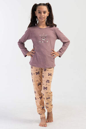 KIZ COCUK P.SUPREM O YAKA UZUN KOL ETEGI OVAL MANSETLI PIJAMA TAKIM(9-10/15-16)