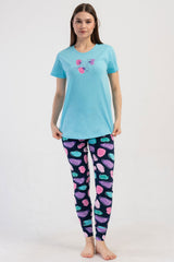 KADIN LYC SUPREM O YAKA KISA KOL BLUZU UZUN ETEGI OVAL MANSETLI TAYT PIJAMA TAKIM 408253
