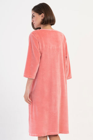 KADIN KADIFE XXL FERMUARLI 3/4KOL CEPLI EV ELBISESI