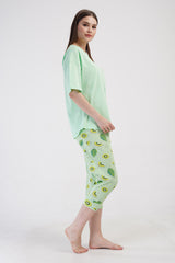 Woman Lycra Supreme Big Size Fruit Capri Set