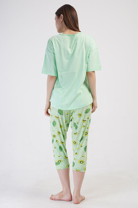Woman Lycra Supreme Big Size Fruit Capri Set