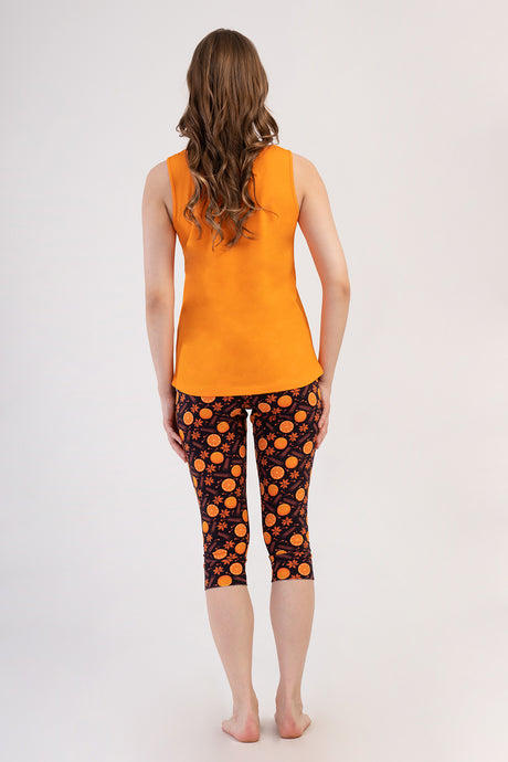 Woman Lycra Supreme Orangey Capri Set