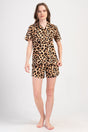 Woman Supreme Big Size Leopard Shirt Neck Short Set