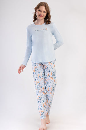 KADIN P.SUPREM O YAKA UZUN KOL ETEGI OVAL PIJAMA TAKIM