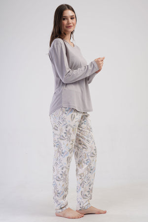KADIN P.SUPREM XXL O YAKA UZUN KOL ETEGI OVAL PIJAMA TAKIM