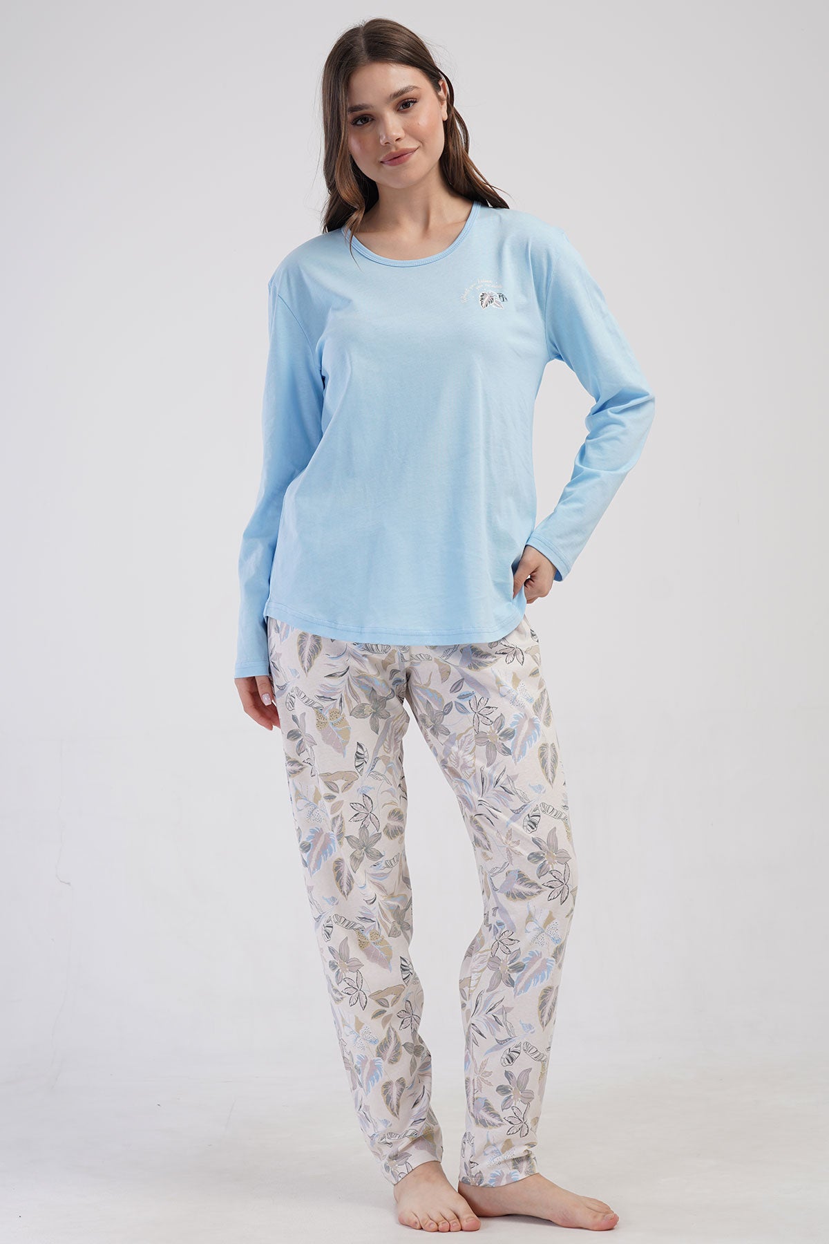 KADIN P.SUPREM XXL O YAKA UZUN KOL ETEGI OVAL PIJAMA TAKIM 410016