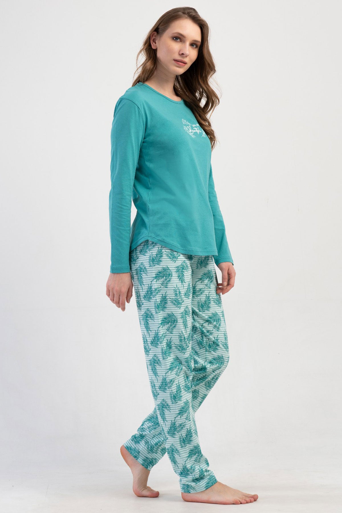 KADIN P.SUPREM O YAKA UZUN KOL ETEGI OVAL PIJAMA TAKIM 410019