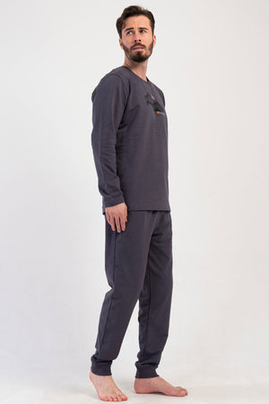 CEPLI ERKEK 2IPLIK O YAKA UZUN KOL MANSETLI PIJAMA TAKIM