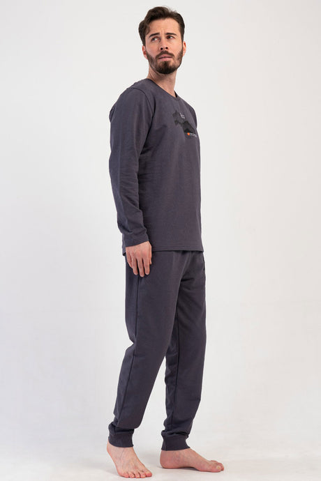 CEPLI ERKEK 2IPLIK O YAKA UZUN KOL MANSETLI PIJAMA TAKIM