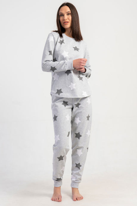KADIN 2IPLIK O YAKA UZUN KOL ETEGI OVAL MANSETLI PIJAMA TAKIM 501044