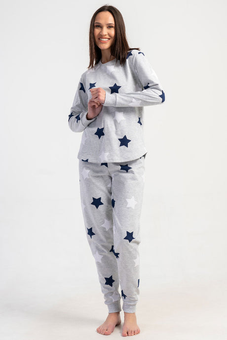 KADIN 2IPLIK O YAKA UZUN KOL ETEGI OVAL MANSETLI PIJAMA TAKIM