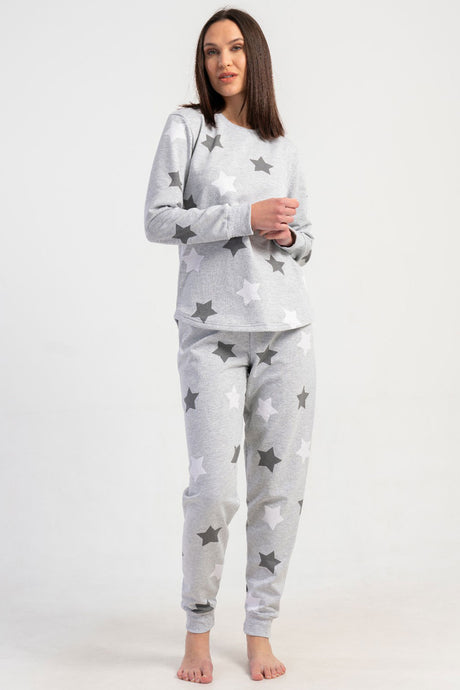 KADIN 2IPLIK XXL O YAKA UZUN KOL ETEGI OVAL MANSETLI PIJAMA TAKIM 501045