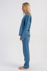 Woman Interlock Sadde Low Shoulder Pyjama Set