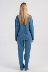 Woman Interlock Sadde Low Shoulder Pyjama Set