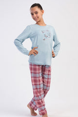 KIZ COCUK P.SUPREM O YAKA UZUN KOL ETEGI OVAL PIJAMA TAKIM(9/10-15/16) 503110