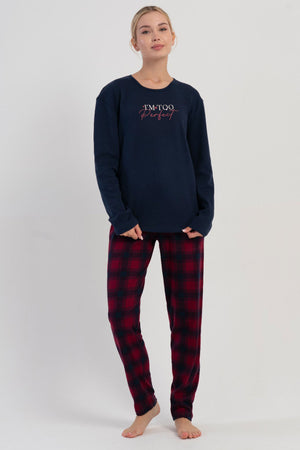 KADIN INTERLOK O YAKA UZUN KOL ETEGI OVAL PIJAMA TAKIM 503136