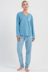 KADIN P.SUPREM XXL V YAKA UZUN KOL ETEGI OVAL PIJAMA TAKIM