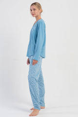 KADIN P.SUPREM XXL V YAKA UZUN KOL ETEGI OVAL PIJAMA TAKIM
