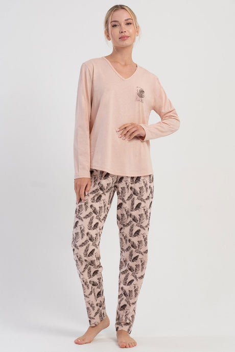 KADIN P.SUPREM XXL V YAKA UZUN KOL ETEGI OVAL PIJAMA TAKIM 503170