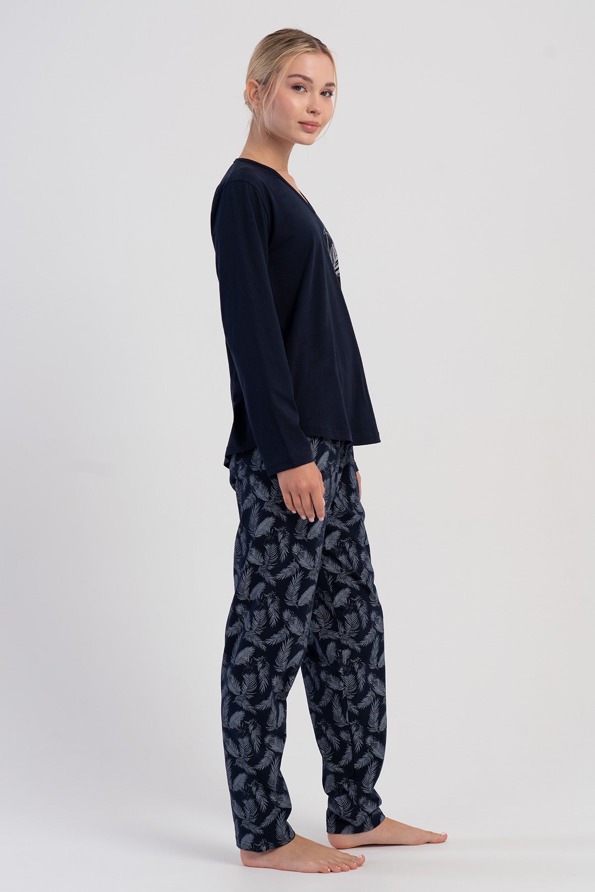 Woman Supreme Big Size V Neck Olla Pyjama Set