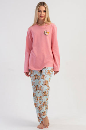 KADIN 2IPLIK O YAKA UZUN KOL ETEGI OVAL PIJAMA TAKIM 503190
