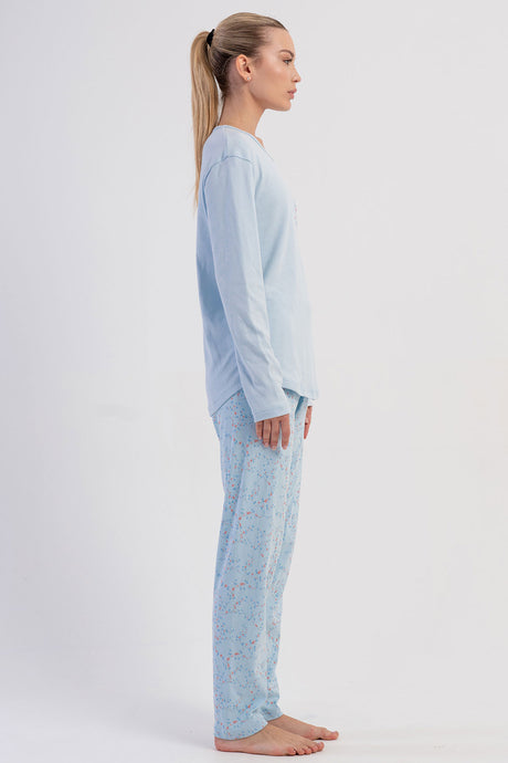 KADIN INTERLOK O YAKA UZUN KOL ETEGI OVAL PIJAMA TAKIM