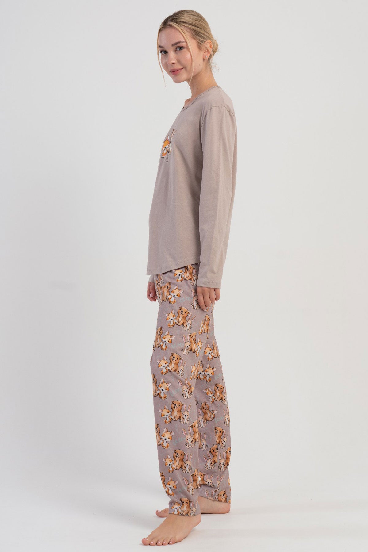 KADIN P.SUPREM O YAKA UZUN KOL ETEGI OVAL PIJAMA TAKIM